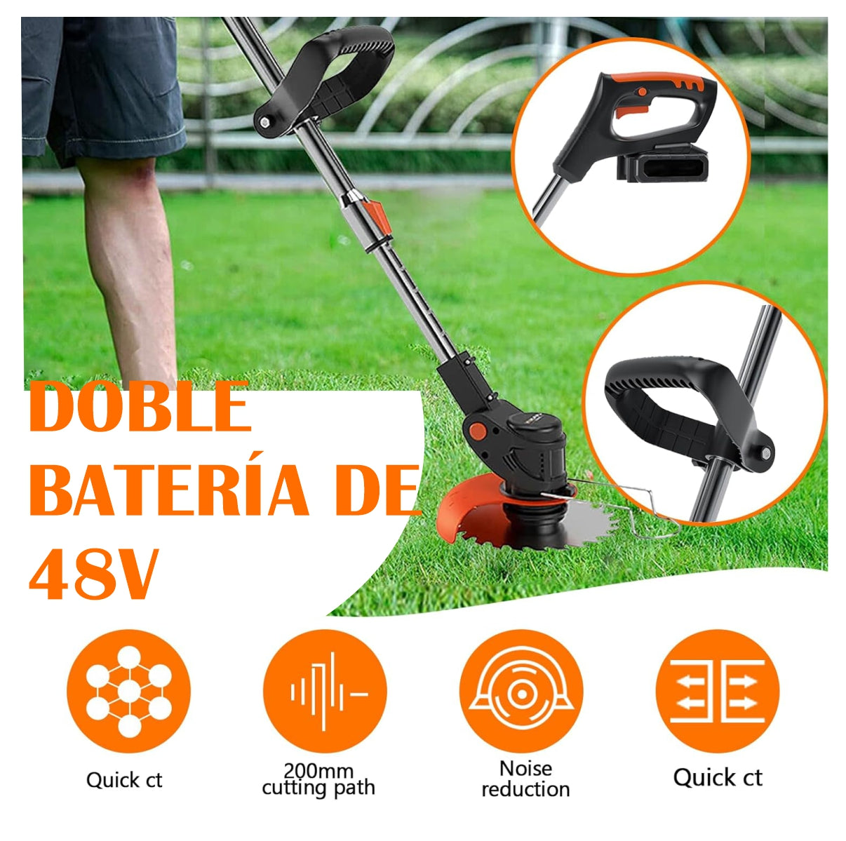 TurboBlade - Guadaña Eléctrica Recargable 3 en 1 - Corta, poda y desbroza + Batería EXTRA GRATIS (Solo HOY)