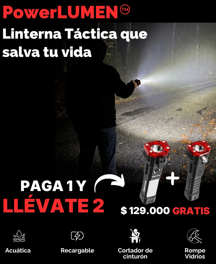 *PAGA 1 y LLÉVATE 2* Linterna Indestructible Súper Potente 6 en 1 PowerLUMEN™