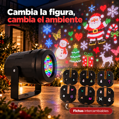 Proyector LED con fichas de figuras navideñas intercambiables
