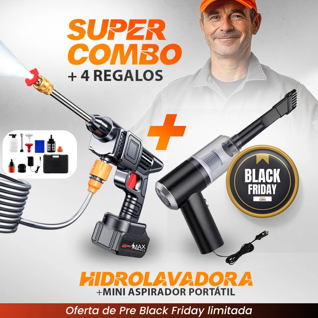 *COMBO BLACK FRIDAY:* Hidrolavadora + (Aspiradora Portátil + Doble Batería + Maletín)