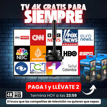 Compra 1 y LLÉVATE 2 - SkyLink™ - Antena Digital 4k – Más Canales, Más Calidad, Cero Costos